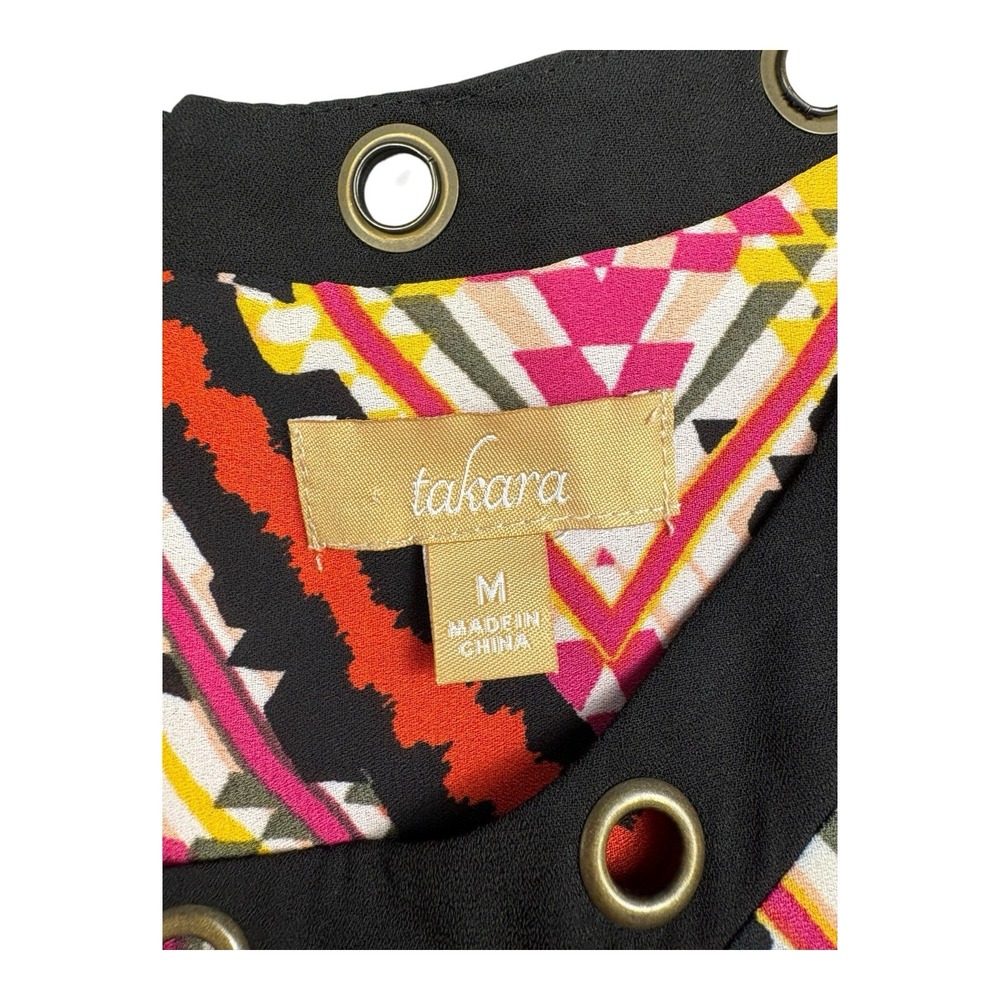 Takara Sleeveless Shift Dress Size Medium Multicolor Geometric Boho Tribal Print - Picture 3 of 9